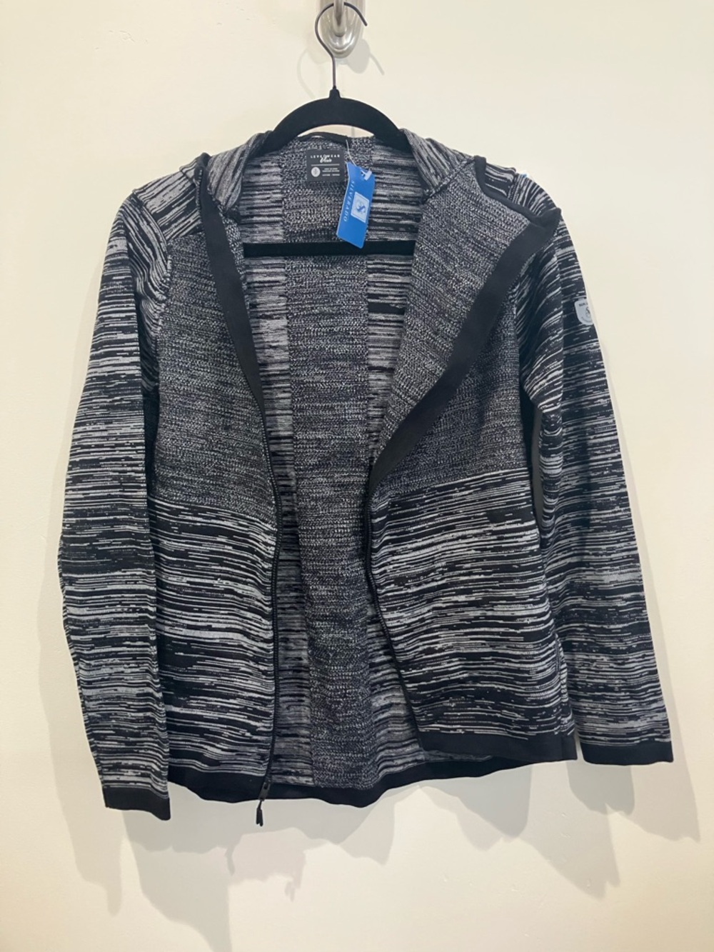 Levelwear Verve Women’s Hooded Knit Zip Cardigan Sweater Black & Gray Space-Dye